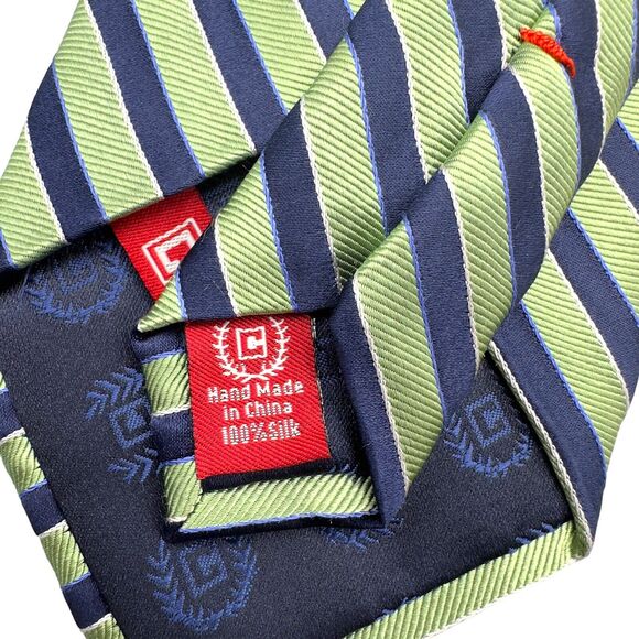 Chaps Mens 100% Silk Dress Tie Hand Made Awning Stripe Pattern‎ 59" 3 3/4" - Picture 8 of 12